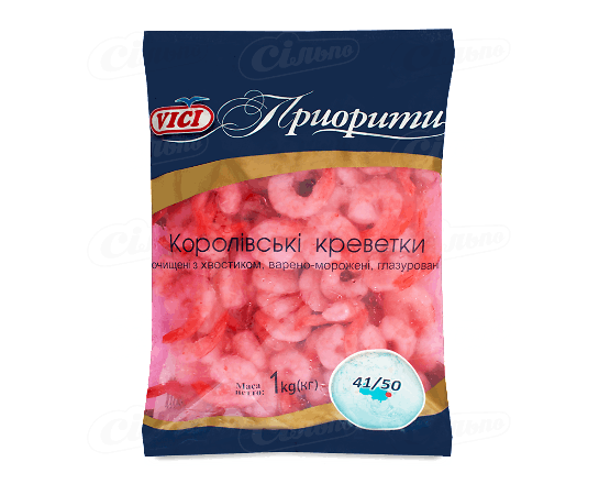 Креветки VICI королівські очищені з хвостиком в/м 1кг