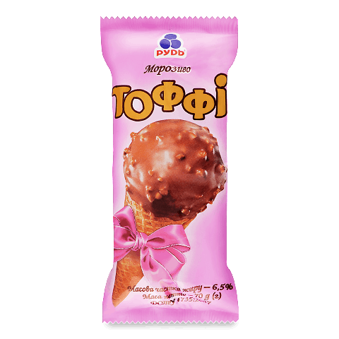 Морозиво «Рудь» «Тоффі» ріжок 70г – онлайн-супермаркет «Сільпо»
