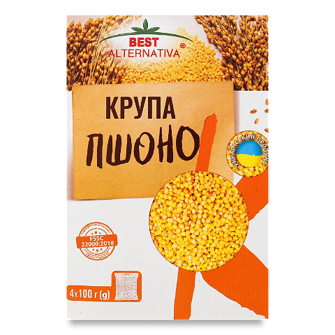 Крупа пшоно «Бест Альтернатива» 4*100г/уп – онлайн-супермаркет «Сільпо»