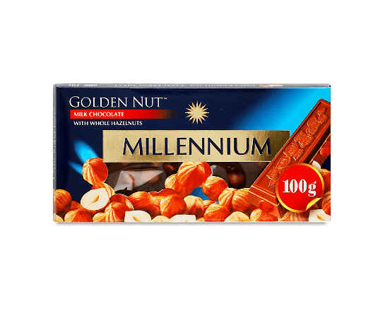 Молочний шоколад Millennium Gold з цілими лісовими горіхами