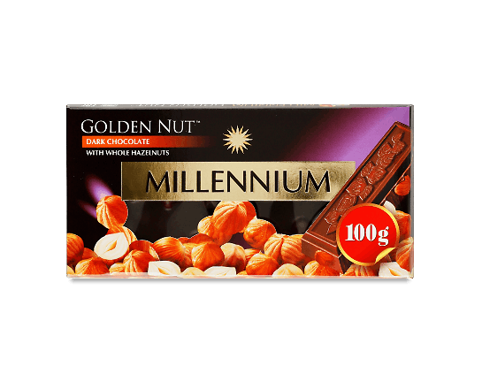 Чорний шоколад Millennium Gold з цілими лісовими горіхами