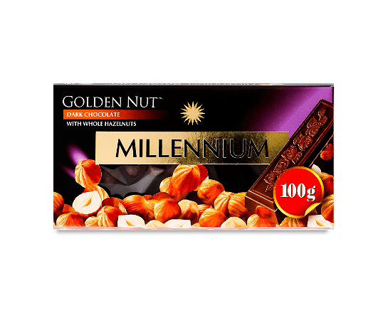 Чорний шоколад Millennium Gold з цілими лісовими горіхами