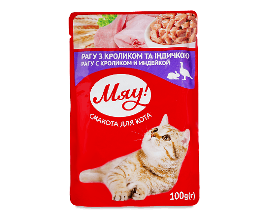 Корм для котів «Мяу!» рагу з кроликом та індичкою