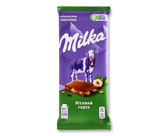 Шоколад молочний Milka з горіхом