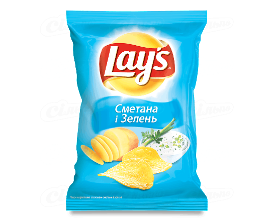 Чипси Lay's зі смаком сметани та зелені 133г