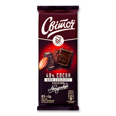 Шоколад чорний «Світоч» «Авторський» класичний 85г – онлайн-супермаркет ...
