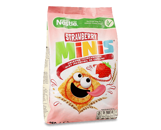 Сніданок Nestle «Стробері-мініс» з вітамінами та мінералами сухий