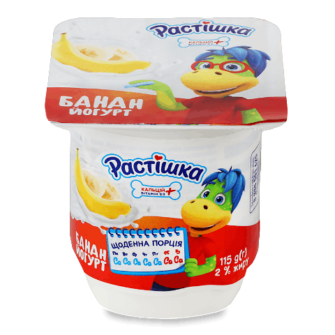 Йогурт «Растішка» з фруктовим наповнювачем банан 2% 115г – онлайн ...