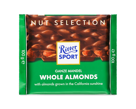 Шоколад молочний Ritter Sport з цільним мигдальним горіхом