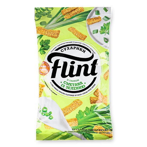 Сухарики Flint зі сметаною і зеленню 70г – онлайн-супермаркет «Сільпо»