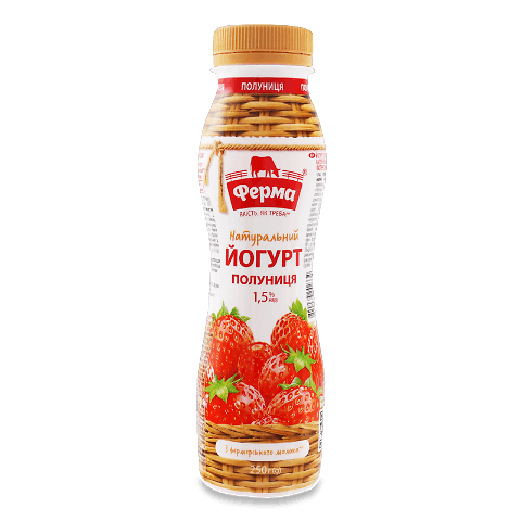 Йогурт «Ферма» полуниця 1,5% пет 250г – онлайн-супермаркет «Сільпо»