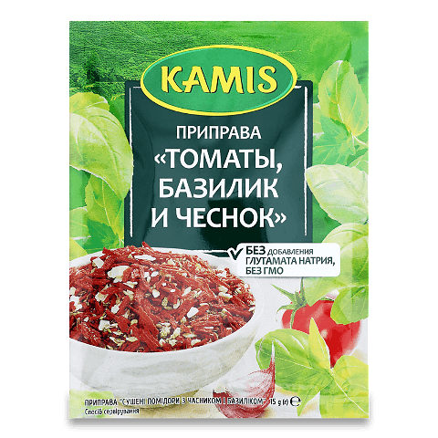 Помідори Kamis сушені з часником та базиліком 15г – онлайн-супермаркет ...