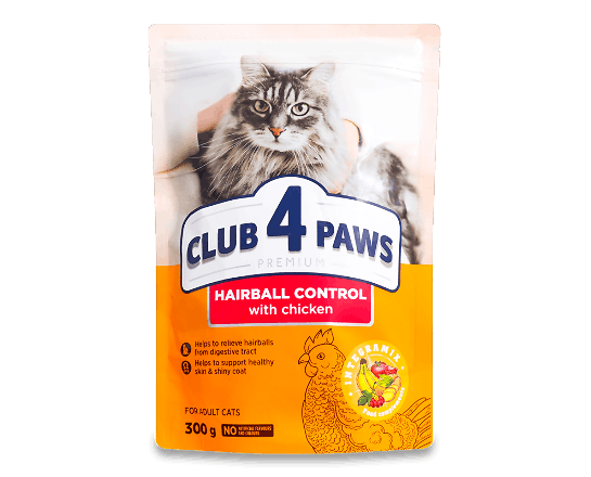 Корм для котів Club 4 Paws з ефектом виведення шерсті