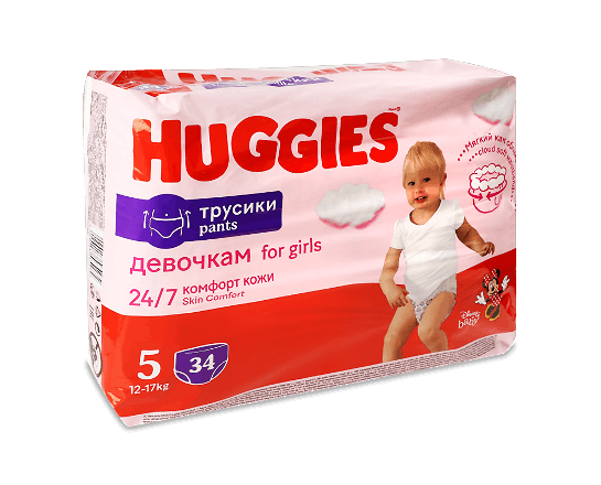 Підгузки-трусики Huggies для дівчаток 5 (12-17 кг)