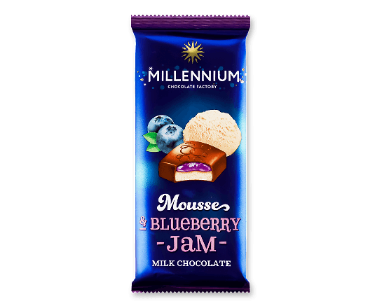 Шоколад молочний Millennium мус та чорниця