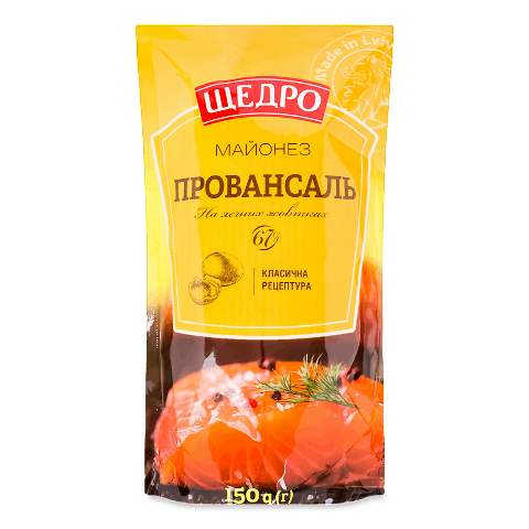 Майонез «Щедро» «Провансаль» 67% 150г – онлайн-супермаркет «Сільпо»