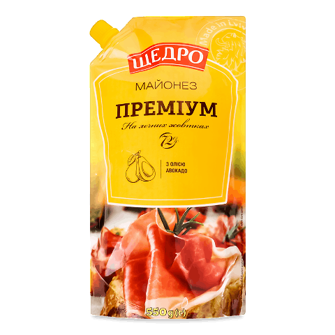 Майонез «Щедро» «Преміум» 72% д/п 550г – онлайн-супермаркет «Сільпо»
