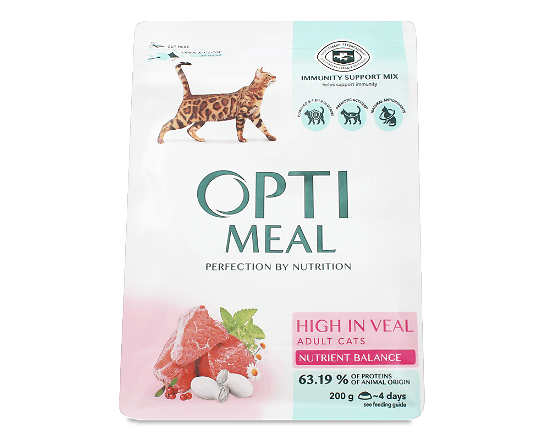 Корм для котів Optimeal з високим вмістом телятини сухий
