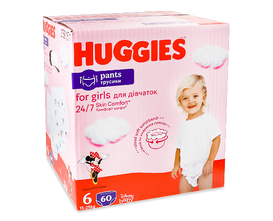 Підгузки-трусики для дівчаток Huggies Pants Box 6 (15-25 кг)