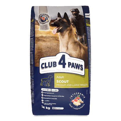 Корм для дорослих собак великих та середніх порід Club 4 Paws Scout сухий