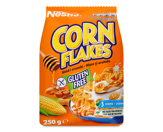 Сніданок готовий Nestle Corn Flakes мед-горіх