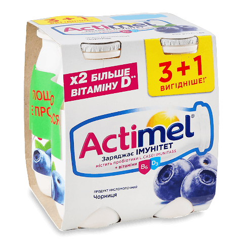 Йогурт Actimel чорниця 1,5% 4*100г – онлайн-супермаркет «Сільпо»