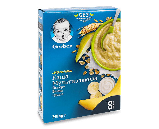 Каша мультизлакова Gerber молочна йогурт-банан-груша