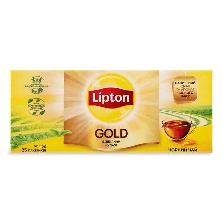 Чай чорний Lipton Gold байховий 25*2г