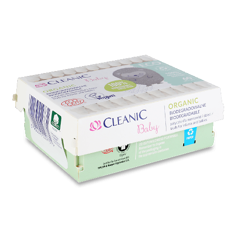 Палички ватні Cleanic Baby ECO дитячі 60шт – онлайн-супермаркет «Сільпо»