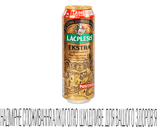 Пиво Lacplesis Ekstra 5,2% світле з/б