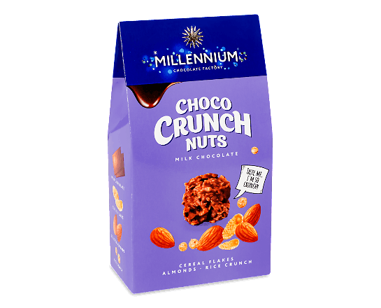 Цукерки Millennium Choco Crunch мигдаль-пластівці-рисові кульки