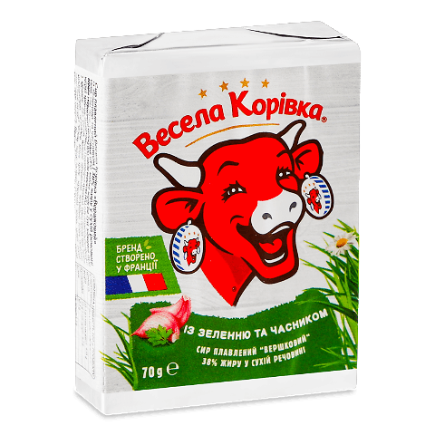 Сир плавлений «Весела корівка» зелень та часник 38% 70г – онлайн ...