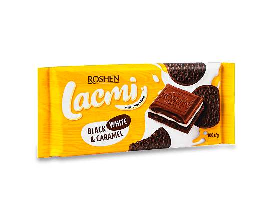 Шоколад молочний Roshen Lacmi Black-White & Caramel