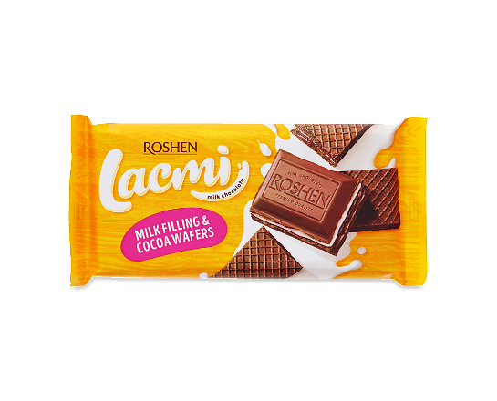 Шоколад молочний Roshen Lacmi молочна начинка-вафлі
