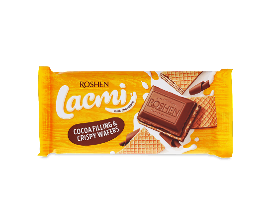Шоколад молочний Roshen Lacmi шоколадна начинка-вафлі