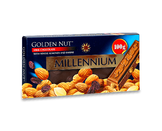 Шоколад молочний Millennium Golden Nut мигдаль-родзинки