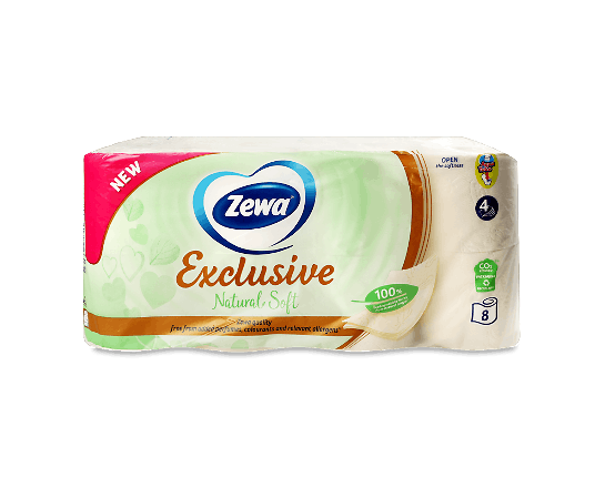Папір туалетний Zewa Exclusive Natural soft 4-шаровий