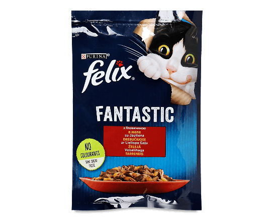 Корм для котів Felix Fantastic з яловичиною в желе
