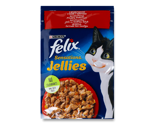 Корм для котів Felix Jellies Sensations з яловичиною в желе