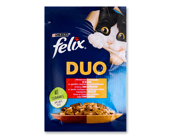 Корм для котів Felix Duo з яловичиною і птицею в желе