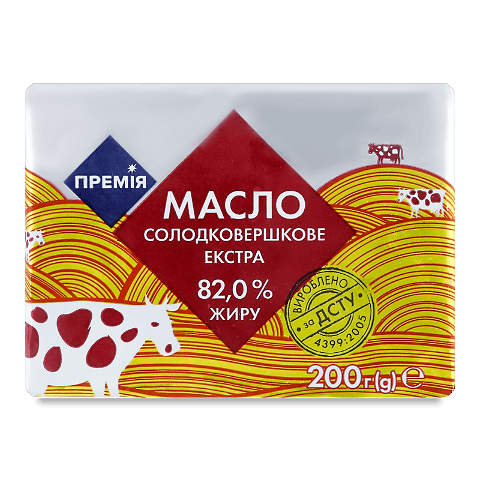 Масло солодковершкове «Премія»® «Екстра» 82% 200г - замовити в Сільпо з ...