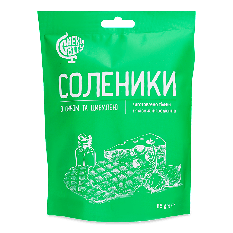 Соленики «Снеки Світу» з сиром та цибулею 85г – онлайн-супермаркет «Сільпо»