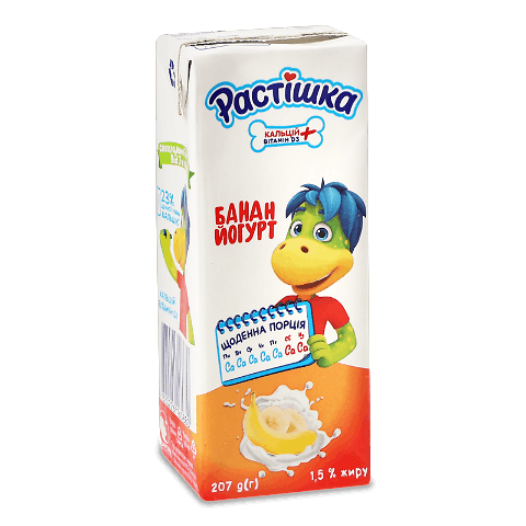 Йогурт «Растишка» банан питний 1,5% 207г – онлайн-супермаркет «Сільпо»