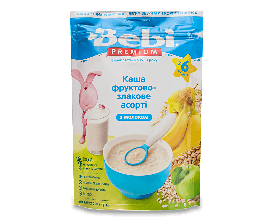 Каша Bebi молочна фруктово-злакове асорті