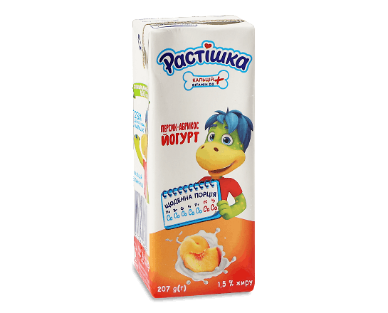 Йогурт «Растишка» персик-абрикос питний 1,5%
