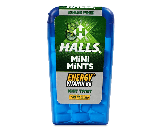 Льодяники Halls Mini Mints зі смаком м'яти та вітаміном В без цукру