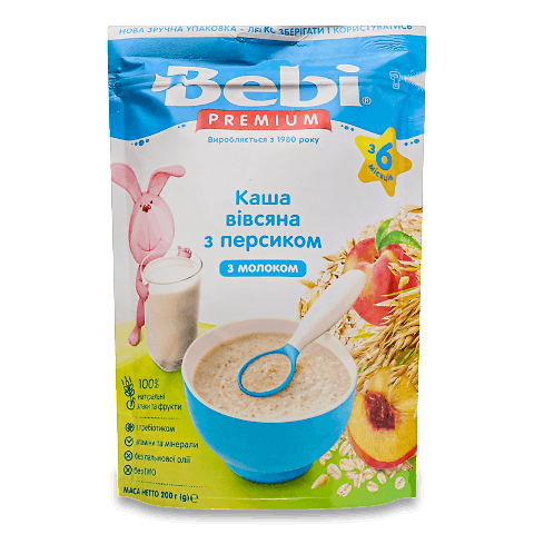 Каша молочна Bebi вівсяна з персиком 200г – онлайн-супермаркет «Сільпо»