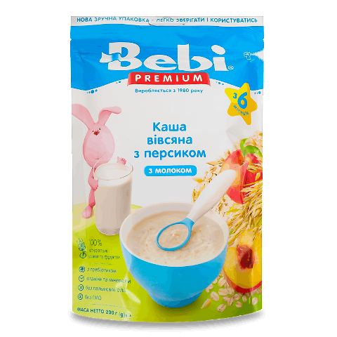 Каша молочна Bebi вівсяна з персиком 200г – онлайн-супермаркет «Сільпо»