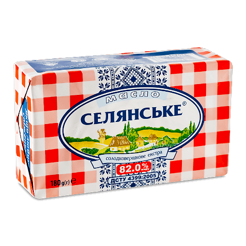 Масло «Селянське» солодковершкове екстра 82% 180г – онлайн-супермаркет ...