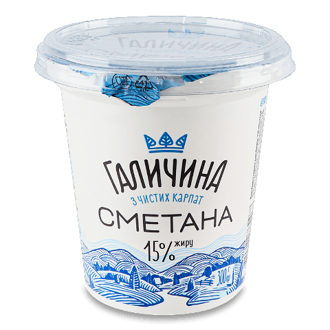Сметана «Галичина» 15% 300г – онлайн-супермаркет «Сільпо»